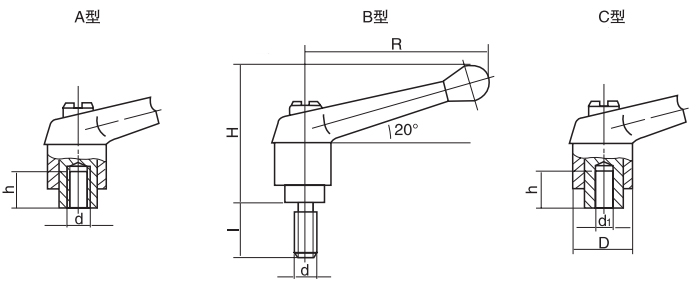 HY8310.12-3可調(diào)位緊定手柄結(jié)構(gòu)圖