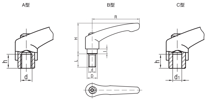 HY8310.12-6可調(diào)位緊定手柄結(jié)構(gòu)圖